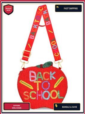 Beaded Teacher Crossbody Purse Adjustable Shoulder Bag for Women